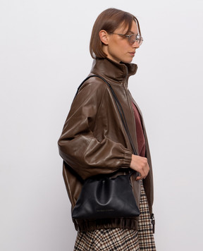 Brunello Cucinelli Черная кожаная сумка-кисет с цепочкой мониль MBXAD2808P