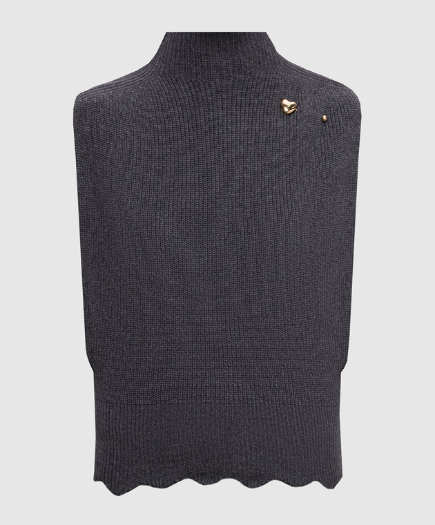 Twinset Серый жилет с брошью 262TP3050