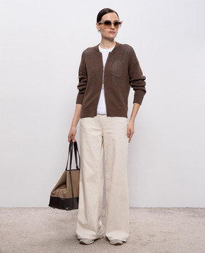 Peserico Коричневий кардиган з ланцюжком моніль A99102F079312B