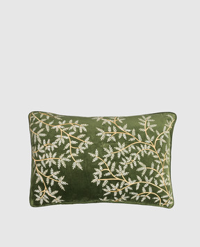 Les Ottomans Зеленая декоративная бархатная подушка с шелком EBC7740X60
