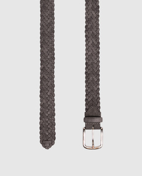 Pini Parma Сірий замшевий ремінь з плетінням BELTBRAIGR