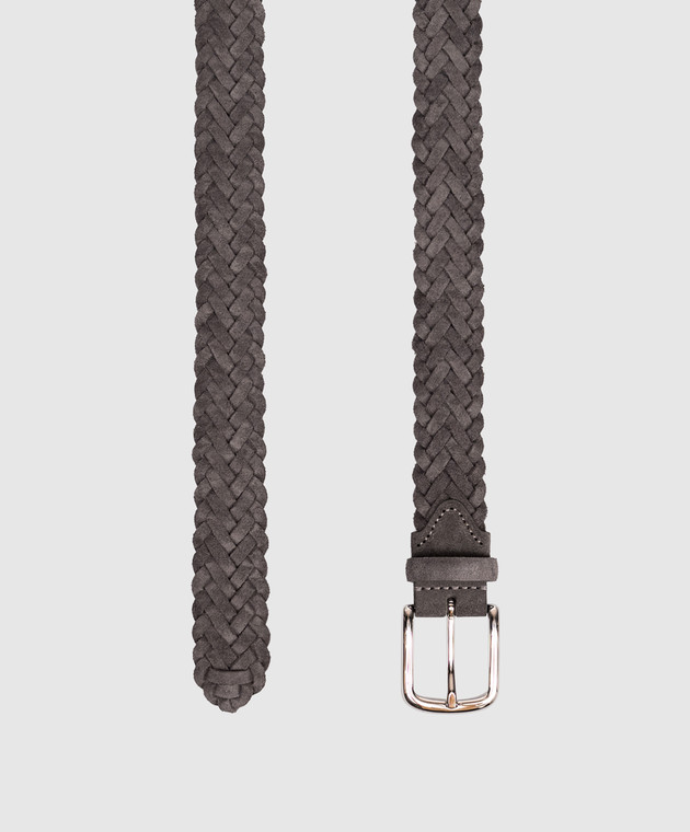 Pini Parma Сірий замшевий ремінь з плетінням BELTBRAIGR зображення 3