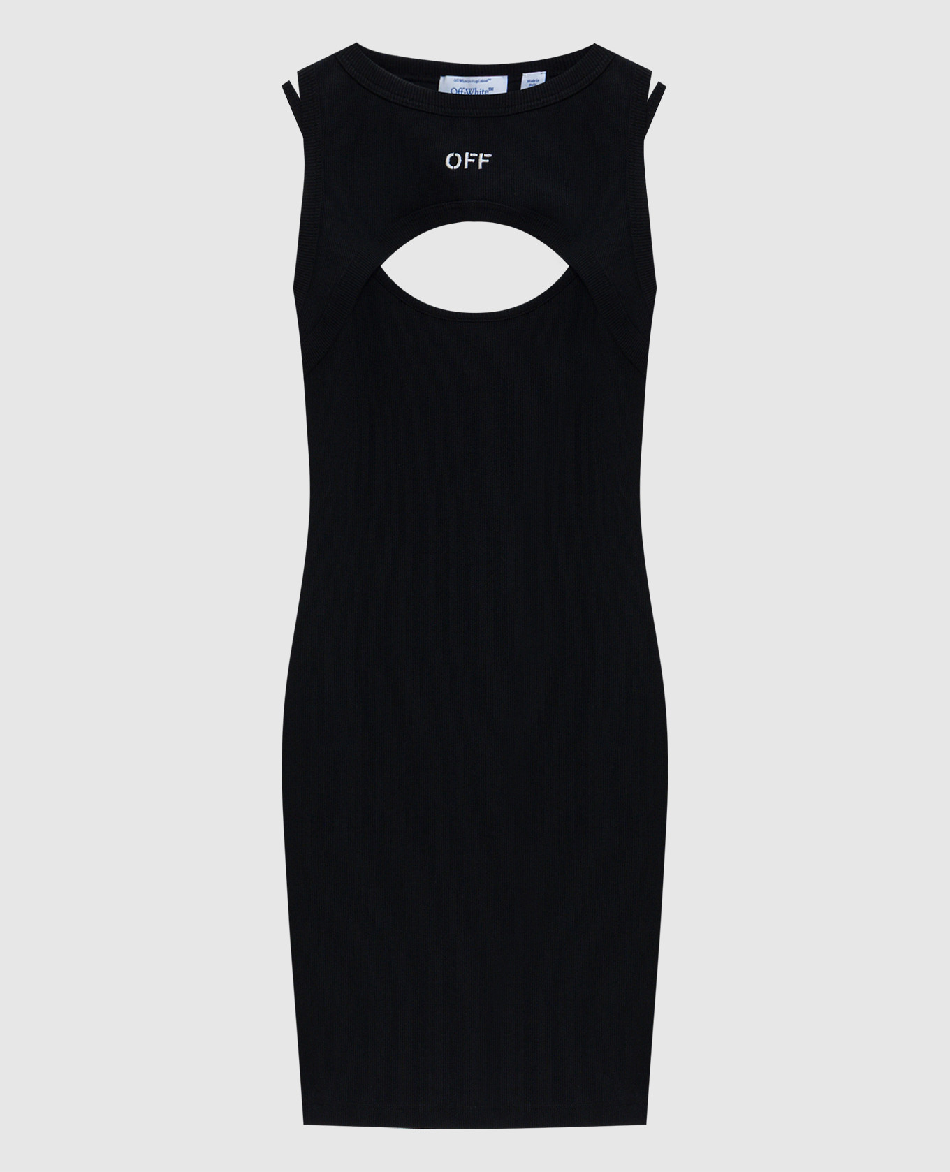 

Черное платье мини в рубчик с логотипом, Черный, Повседневные платья