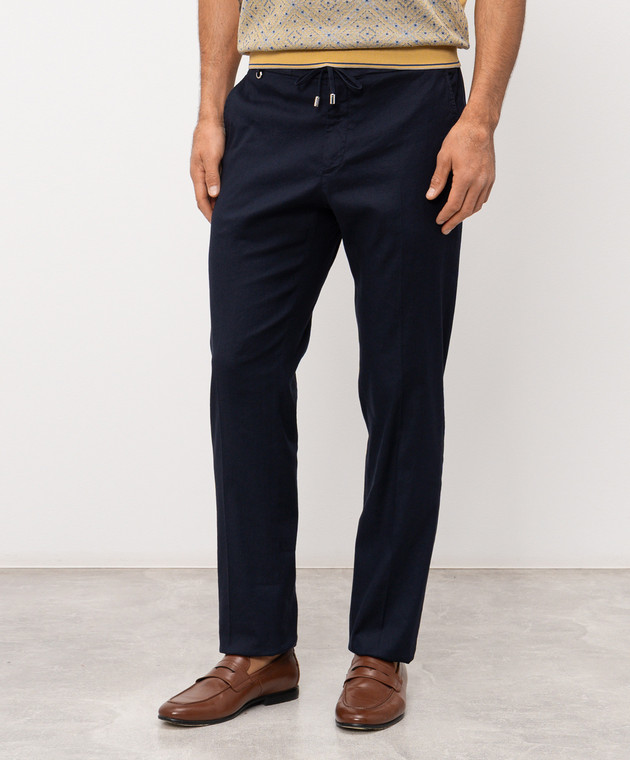 Stefano Ricci Темно-синие брюки с льном M1T6100051LCTL1U изображение 3