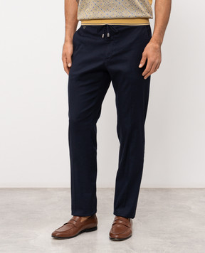 Stefano Ricci Темно-сині штани з льоном M1T6100051LCTL1U