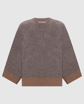 Twinset Коричневый джемпер из шерсти и кашемира с люрексом 262TP3511