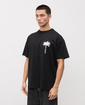 Palm Angels s Черная футболка с контрастным логотипом PMAA072S24JER007