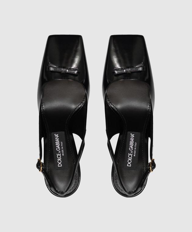 Dolce&Gabbana Черные кожаные слингбеки с бантом CG1101A1037 изображение 4