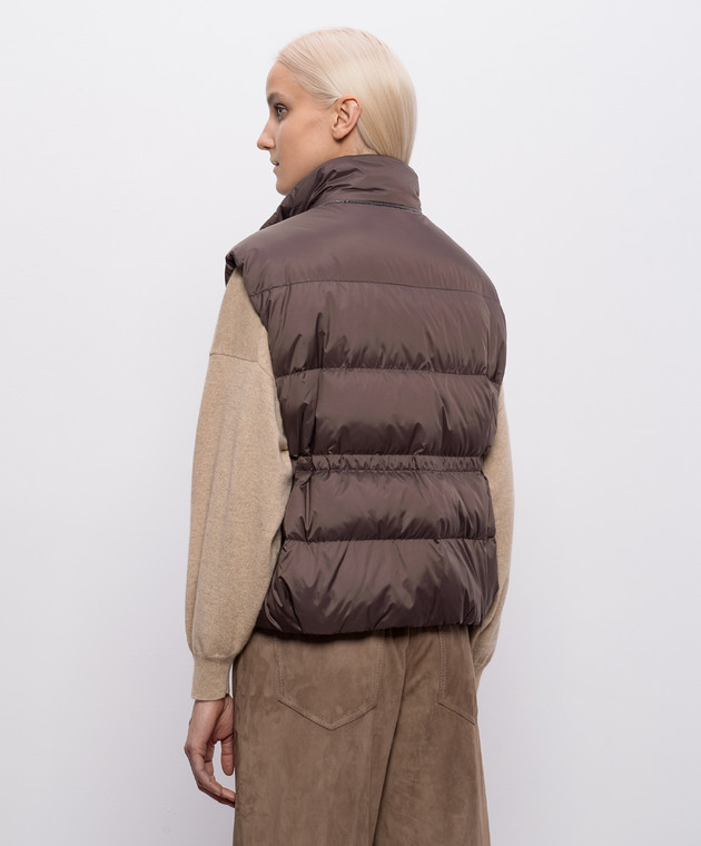 Brunello Cucinelli Коричневый пуховый жилет с цепочкой мониль MD5987612P изображение 4