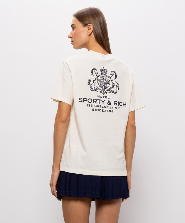 Sporty & Rich Футболка кольору айворі з принтом SR Hotel TO11985276WH06 зображення 4