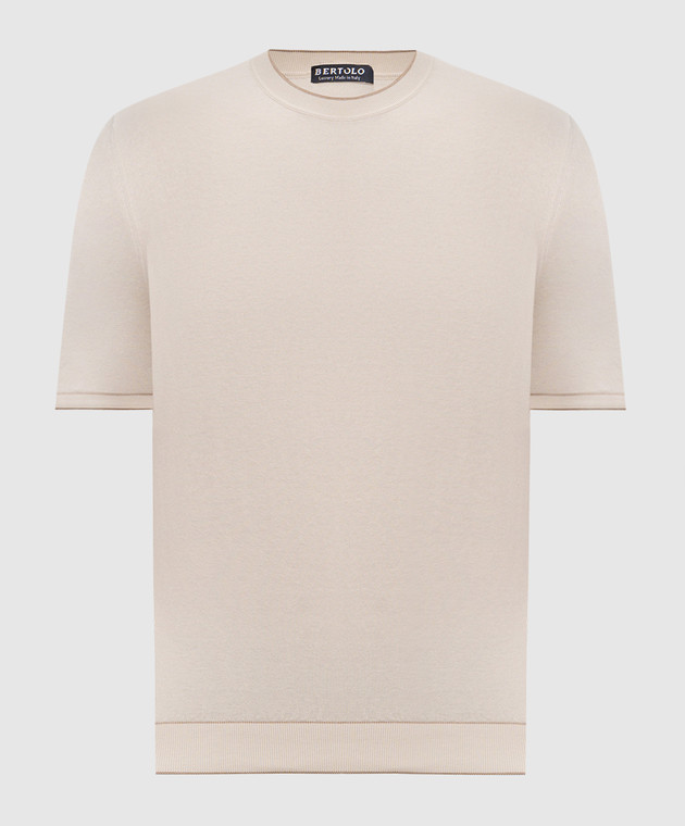 Bertolo Cashmere Футболка бежевого цвета из хлопка 902204002056