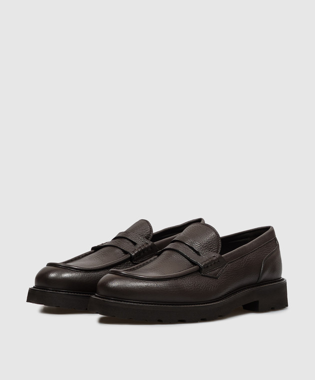 Canali Коричневые кожаные лоферы RF01356611244 изображение 2