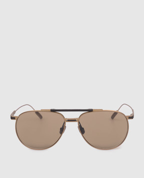 Brunello Cucinelli Золотые очки Intarsia Rays MOCPATTS11