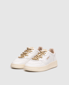 AUTRY Білі шкіряні кросівки Medalist з люрексом A1UNAULWSW01