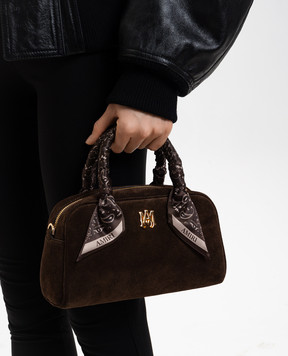 AMIRI Коричневая замшевая сумка с логотипом AWHABA1029