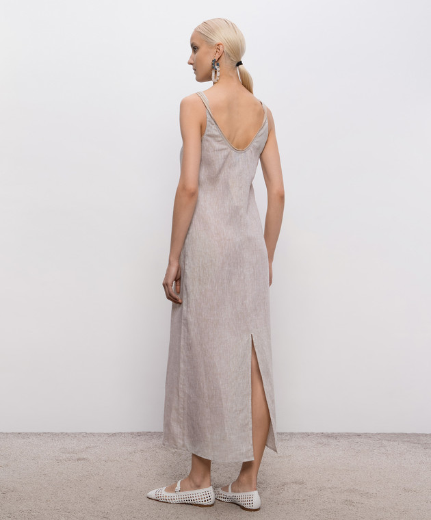 Momoni Бежевое платье Ximena из льна MODR03116MO изображение 3