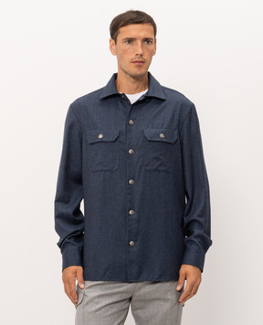 Brunello Cucinelli Синяя рубашка из шерсти MY6660721