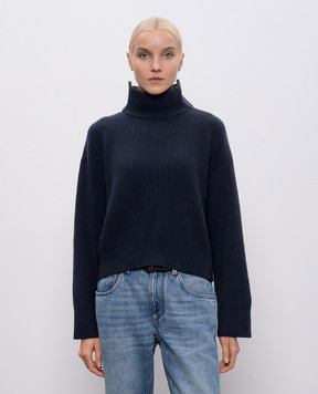 Brunello Cucinelli Синий свитер из кашемира с цепочкой мониль M12720914