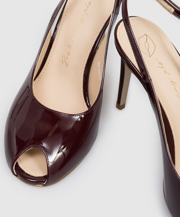 Babe Pay Pls Бордовые кожаные лакированные слингбеки 237804LA изображение 5