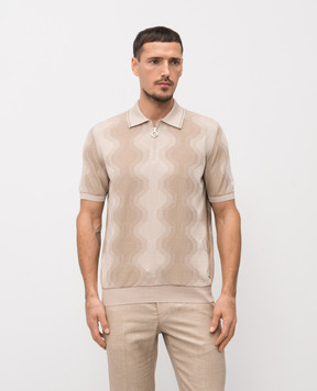 Stefano Ricci Бежевое поло с шелком с эмблемой K818105P31F26171