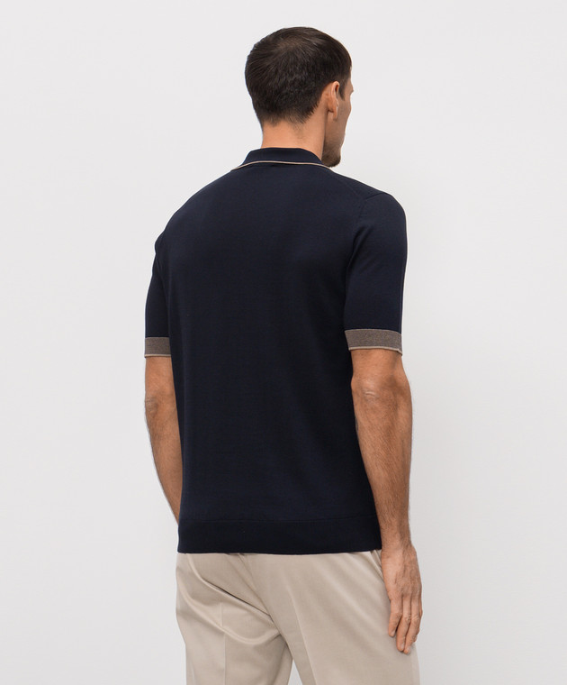 Peserico Синее поло с окантовкой R59478F149173N изображение 4