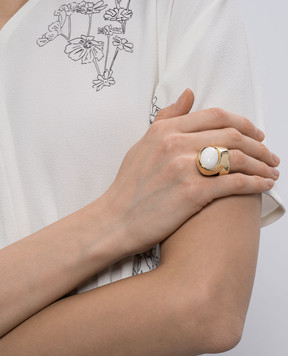 Reco Золотистое кольцо со вставкой кабошон AN100