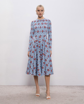 Dolce&Gabbana Блакитна сукня із шовку в принт F60HMTFSA78