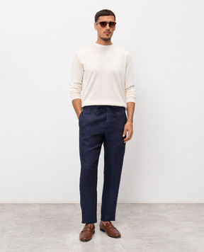 Canali Сині штани з льону AE05958U97003