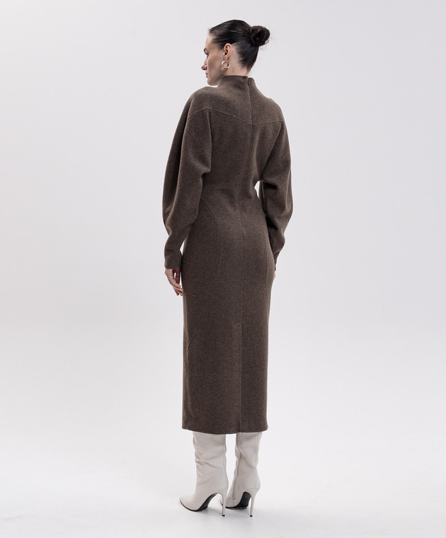 Max Mara Коричневое платье TENUTA из шерсти и кашемира MXSTENUTA изображение 4