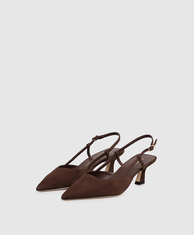 Stuart Weitzman Замшеві слінгбеки VINNIE коричневого кольору SJ433 зображення 2