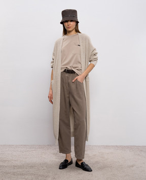 Brunello Cucinelli Бежева футболка з ланцюжком моніль M0T81EC710