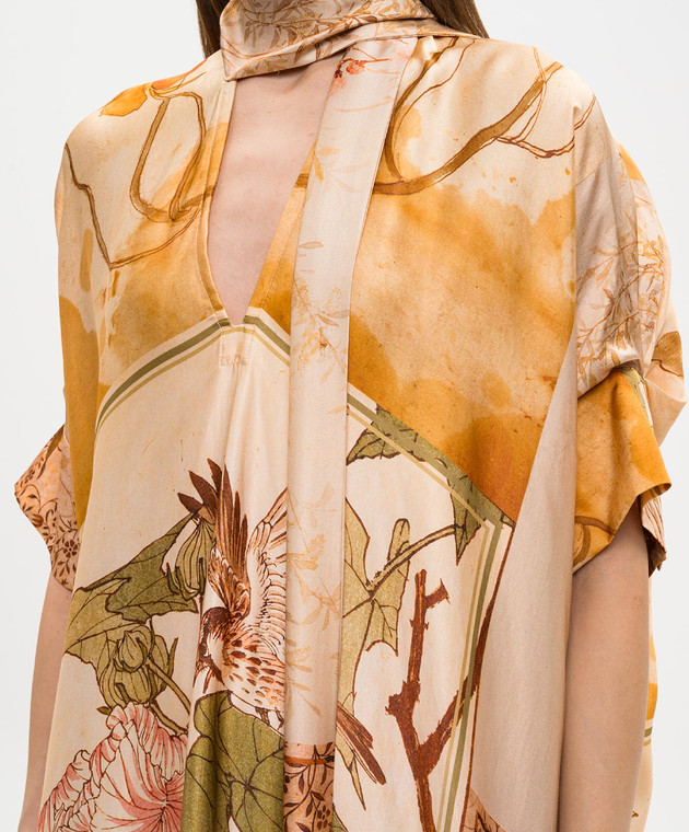 Masnada Бежева сукня в брендовий принт 8061 зображення 5