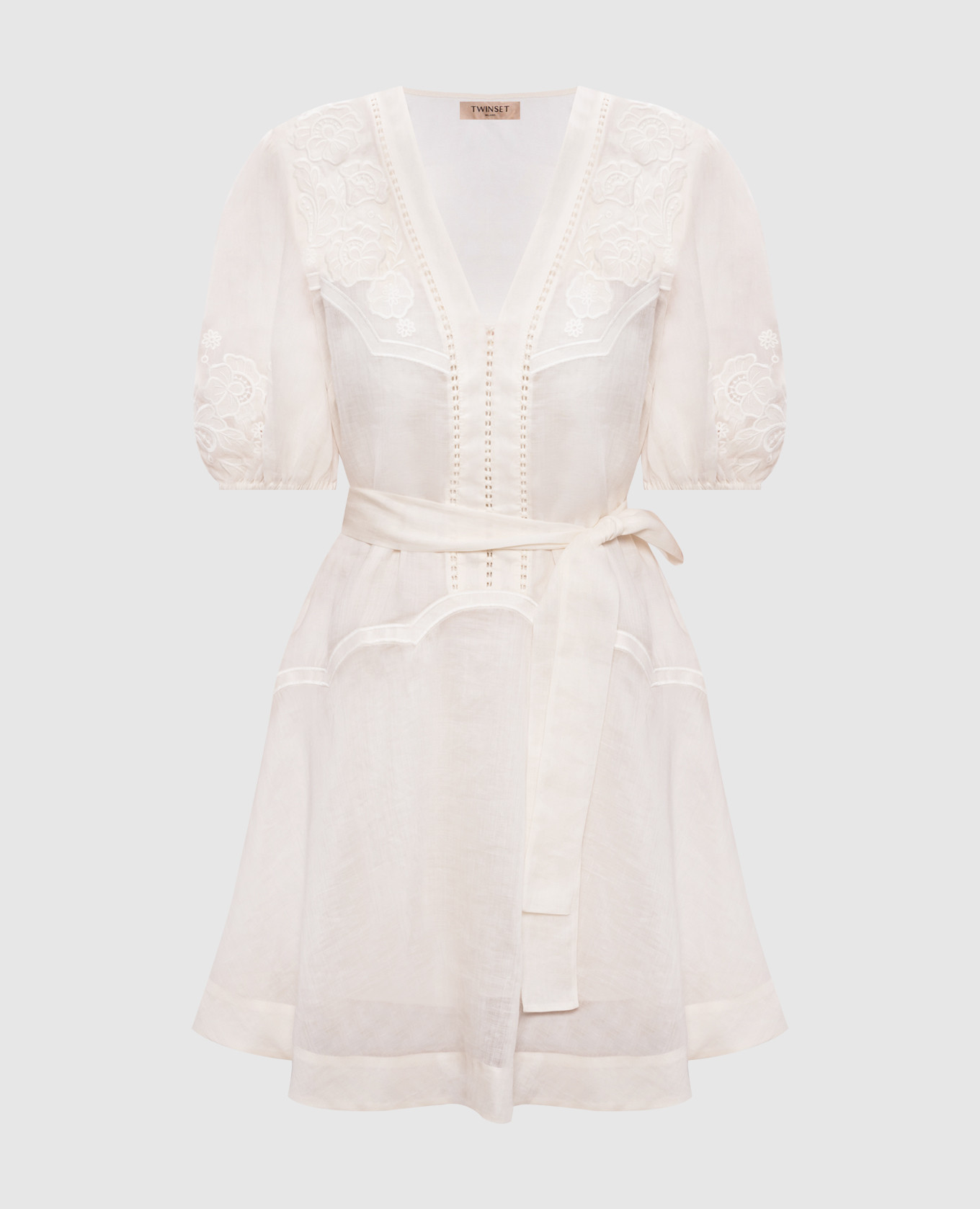 

Белое платье из рамы с вышивкой бродере, Белый, Повседневные платья