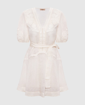 Twinset Біла сукня з рамі з вишивкою бродері 261TT2290