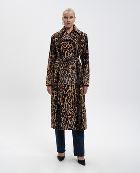 Babe Pay Pls Двобортне шкіряне пальто в анімалістичний принт 2517PONI
