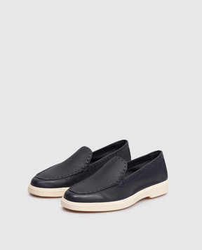Santoni Синие кожаные лоферы WUYA71436TISSWKA