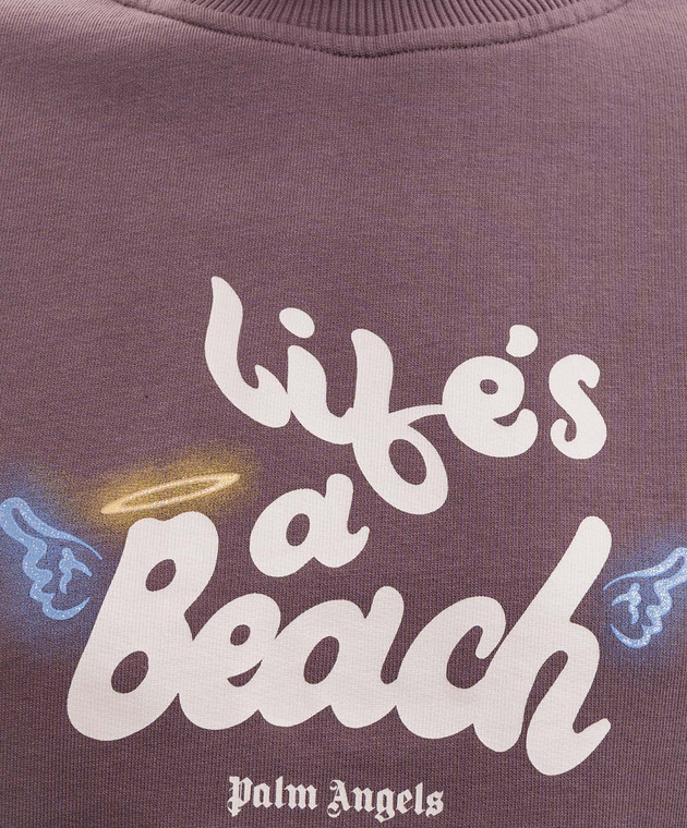 Palm Angels Фиолетовый свитшот Life's A Beach PAWBA004FL001 изображение 5
