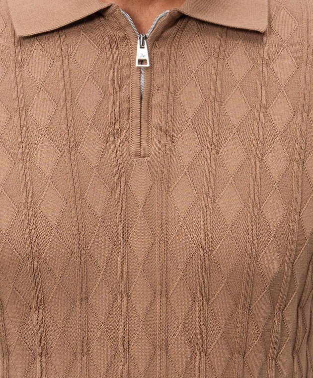 Cashmere&Whiskey Коричневе поло у фактурний візерунок M54268011 зображення 5