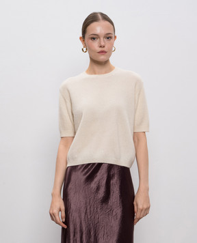 Allude Бежевий топ з кашеміру та шовку з паєтками 25577103
