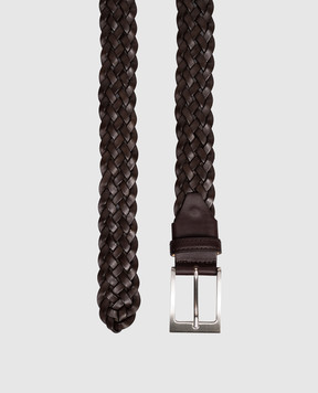 Cashmere&Whiskey Коричневий шкіряний плетений ремінь BRAID
