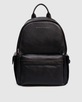 Brunello Cucinelli Чорний шкіряний рюкзак з логотипом MBZIBU243