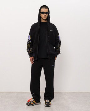 Off-White Чорні спортивні штани з брендовим принтом 44MCH05AF26F004