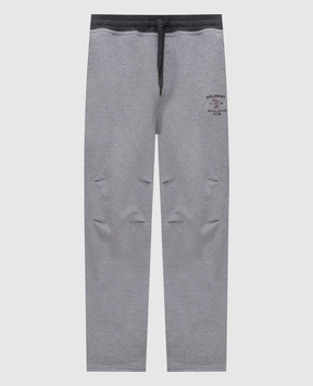 Brunello Cucinelli Серые спортивные брюки с вышивкой MM8263388G