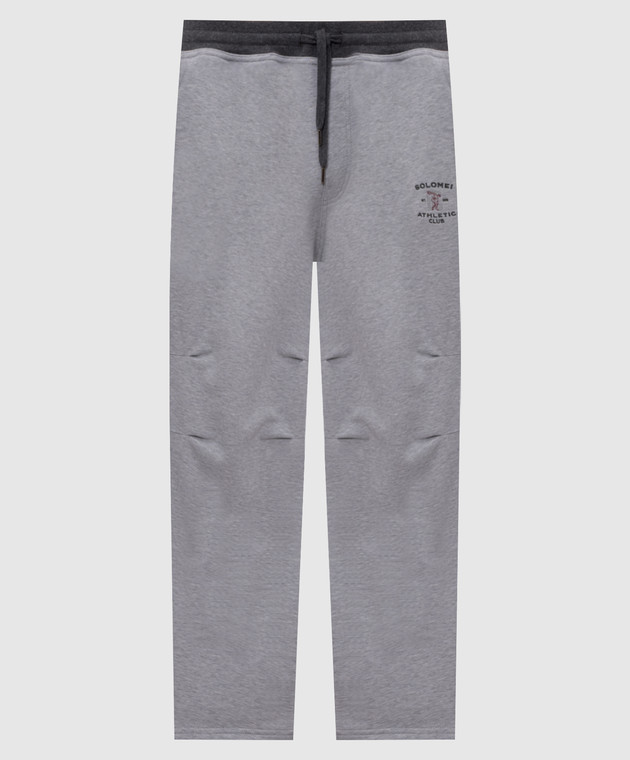 Brunello Cucinelli Серые спортивные брюки с вышивкой MM8263388G