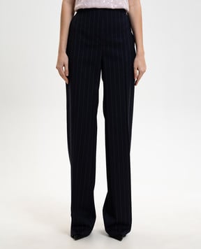 Max Mara Сині штани ENFASI з вовни в смужку MSTENFASI