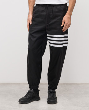 Thom Browne Черные джогеры с брендовыми полосками MTU349CF1095