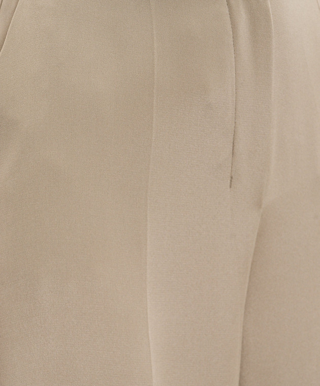 Max Mara Брюки цвета хаки PALANCA из шелка MXEPALANCA изображение 5