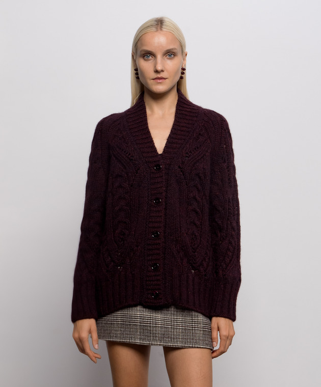 Ermanno Scervino Бордовый кардиган с шерстью альпаки D495N322NWJ изображение 3