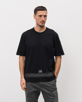 C.P. Company Чорна футболка з вишивкою логотипа MTS122A110580W