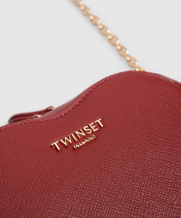 Twinset Бордовая сумка кросс-боди с фактурным логотипом 262TL8042 изображение 4
